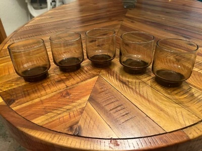 5 - Vasos vintage de jugo/rocas marrón leonado Libbey. Foto 1 de 4