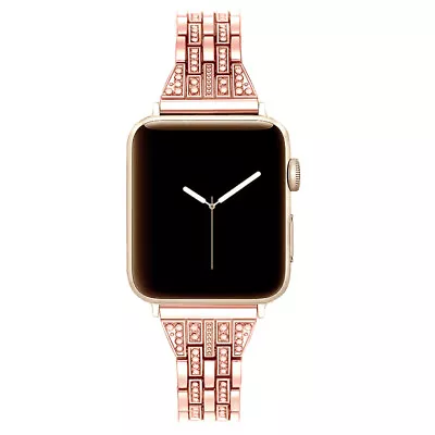 For apple watch Accessories Diamond Stainless Steel Band Series 7 6 5 4 3 2 1 SE - Image 1 of 4