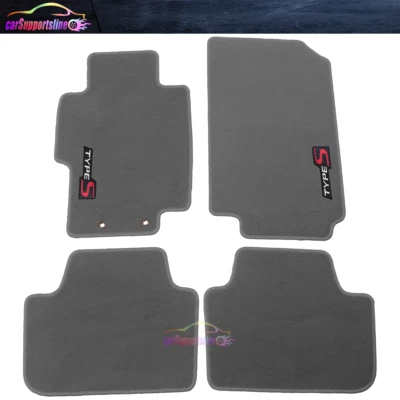 Juego de 4 alfombrillas de nailon grises aptas para 04-08 Acura TSX sin cordones con tipos Foto 1 de 3