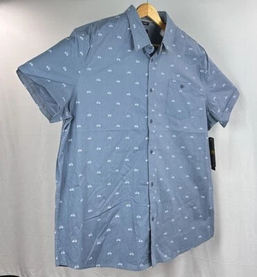 LEE Button-Up Shirt Mens 3XL Blue Regular Fit Stretch SS Bycicles Cotton NWT - Image 1 of 4