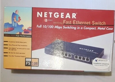 NETGEAR FS108UK 8-Port 10/100 Fast Ethernet Switch W.PSU - Image 1 of 4