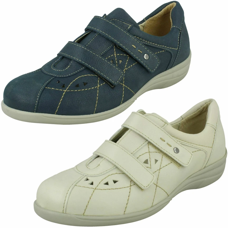 Ladies Easy B Wide Fit Everyday Hook & Loop Leather Shoes Cynthia - Image 1 of 1
