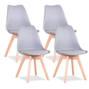 Pack 4 sillas de comedor, silla diseño nórdico con asiento acolchado,Gris TULIPA - Imagen 1 de 11