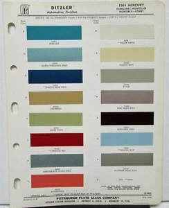 1964 Mercury Parklane Montclair Monterey Comet Color Paint Chips Leaflet Ditzler - Picture 1 of 2