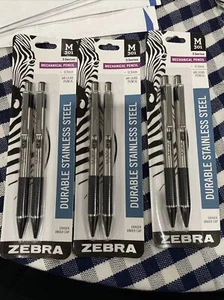 3 X ZEBRA M-301 3 Series Stainless Steel Black Mechanical Pencils 0.5mm HB Lead - Picture 1 of 10