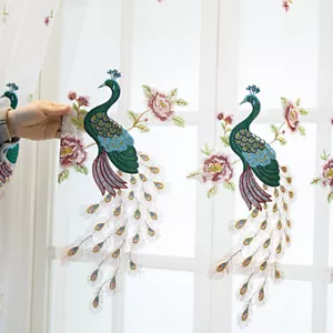 Voile Tüll Stoff Vorhänge Gardine Netz Transparent Pfau Blume Stickerei Vorhänge - Bild 1 von 14