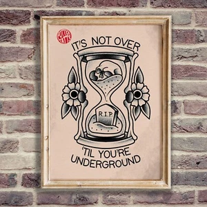 Letterbomb Hourglass - Green Day Inspired Traditional Flash Tattoo Art Print - Picture 1 of 3