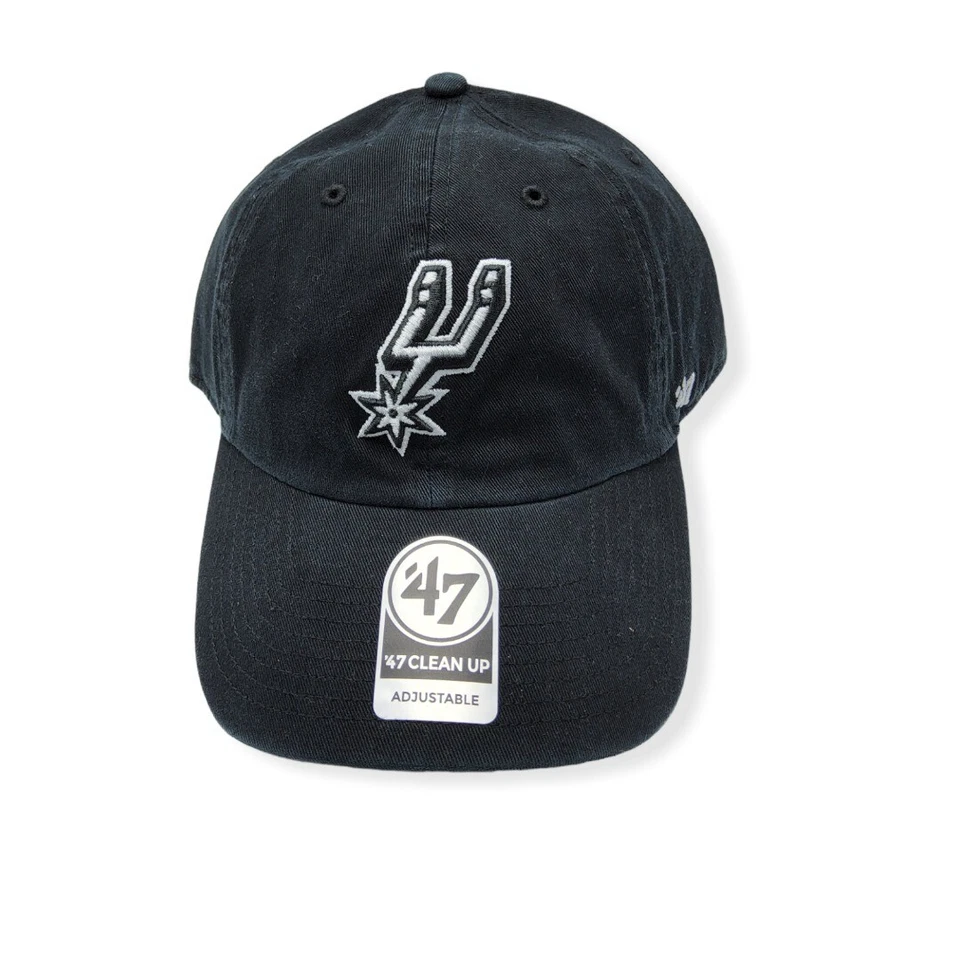'47 San Antonio Spurs Clean Up Black Adjustable Strap Hat Dad Cap