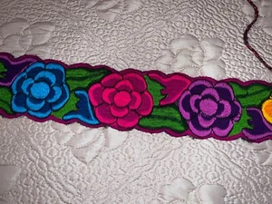 Mexican Womens Handmade Hand Embroidered Woven Wrap Belt - Picture 1 of 9