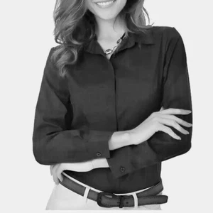 THEORY Dark Navy Blue "Tolsun" Long Sleeve Hidden Button Cotton Blend Blouse S - Picture 1 of 7