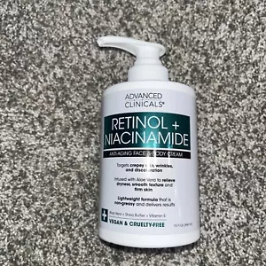 ADVANCED CLINICALS ~ RETINOL + NIACINAMIDE Anti-Aging FACE BODY & CREAM 444ml - Picture 1 of 1
