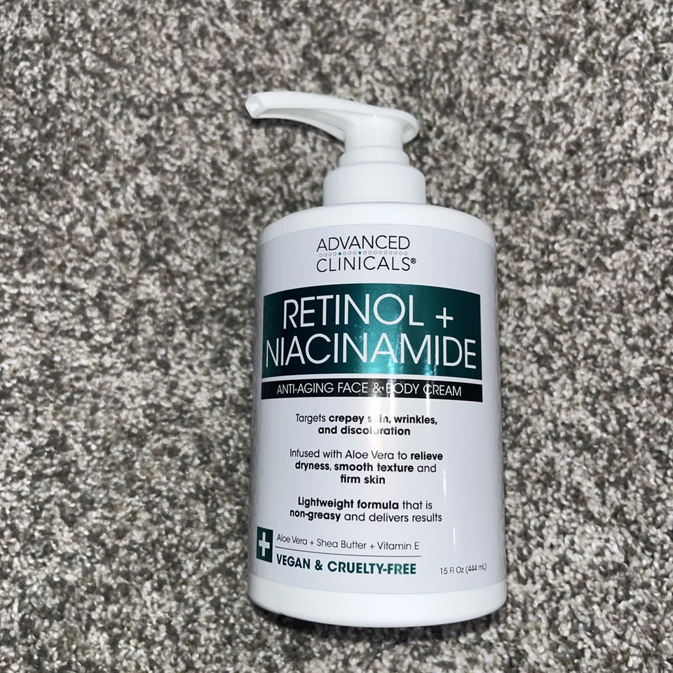 ADVANCED CLINICALS ~ RETINOL + NIACINAMIDE Anti-Aging FACE BODY & CREAM 444ml - Image 1 of 1