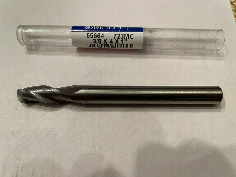 GARR END MILL 55664  3/8x4x1"    3/8 BALL-0.2300TICN  Coating 55664 MPN - Image 1 of 1