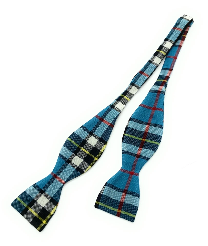 Gents Pure New Wool Thomson Blue Tartan Self Tie Bow tie - MADE IN SCOTLAND - Image 1 of 1