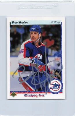 1990/91 Upper Deck #333 Brent Hughes Jets Signed Auto *J3866 - Image 1 of 2