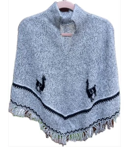 Alpaca Soft Wool Poncho Handmade Fringe New - Picture 1 of 10
