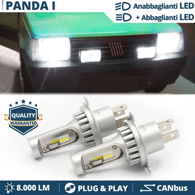 Kit Full LED H4 Per FIAT PANDA 141 Luci ANABBAGLANTI + ABBAGLIANTI CANbus 6500K - Immagine 1 di 4