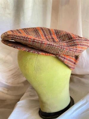 VTG STYLE MENS SMALL SCHOOL BOY CABBIE NEWSBOY WOOL TWEED FLECK CAP FLAT HAT - Image 1 of 4