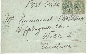 1904 TURKEY CONSTANTINOPLE 5C X2 FRANCE POST OFFICE LEVANT ON POSTCARD COVER - Picture 1 of 2