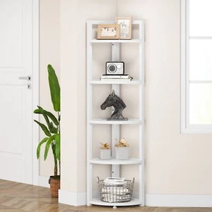 5-Tier Corner Shelf Ladder Bookcase Storage Display Rack Plant Stand Bookshelf - Picture 1 of 12