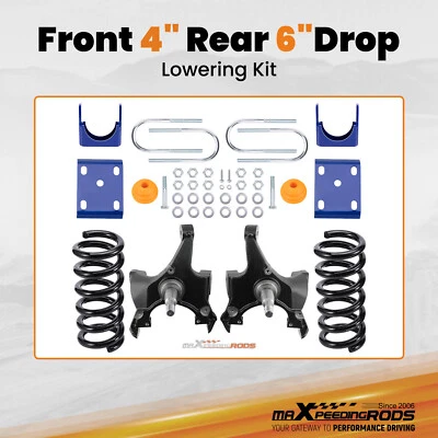 Kit de caída delantero 4" trasero 6" para Chevrolet GMC C1500 1988-1998 CON ROTORES DE 1,25" V8 Foto 1 de 4