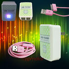 100 LOT 4 USB PORT WALL ADAPTER+3FT CABLE CHARGER SYNC PINK FOR IPHONE IPOD IPAD