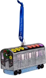 Kurt Adler MTA Glass New York City Transit Car Hanging Ornament - Picture 1 of 2