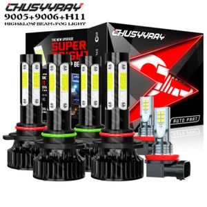 9005 9006 H11 LED Combo Headlight High Low Beam Bulb Ice Blue Fog Light Kit 6Pcs - Picture 1 of 15