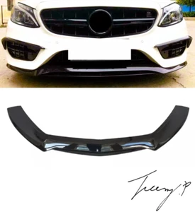Labio divisor delantero negro brillante Mercedes Clase C AMG Line C43 W205 C205 2014-2021 - Imagen 1 de 4