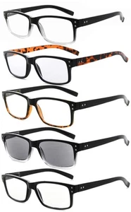5 Pack Reading Glasses for Men Includes Reader Sunglasses Spring Hinges Class... - Picture 1 of 8