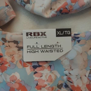 RBX Active Womens Floral Full Length High Waisted Leggings Size XL NWT - Picture 1 of 10