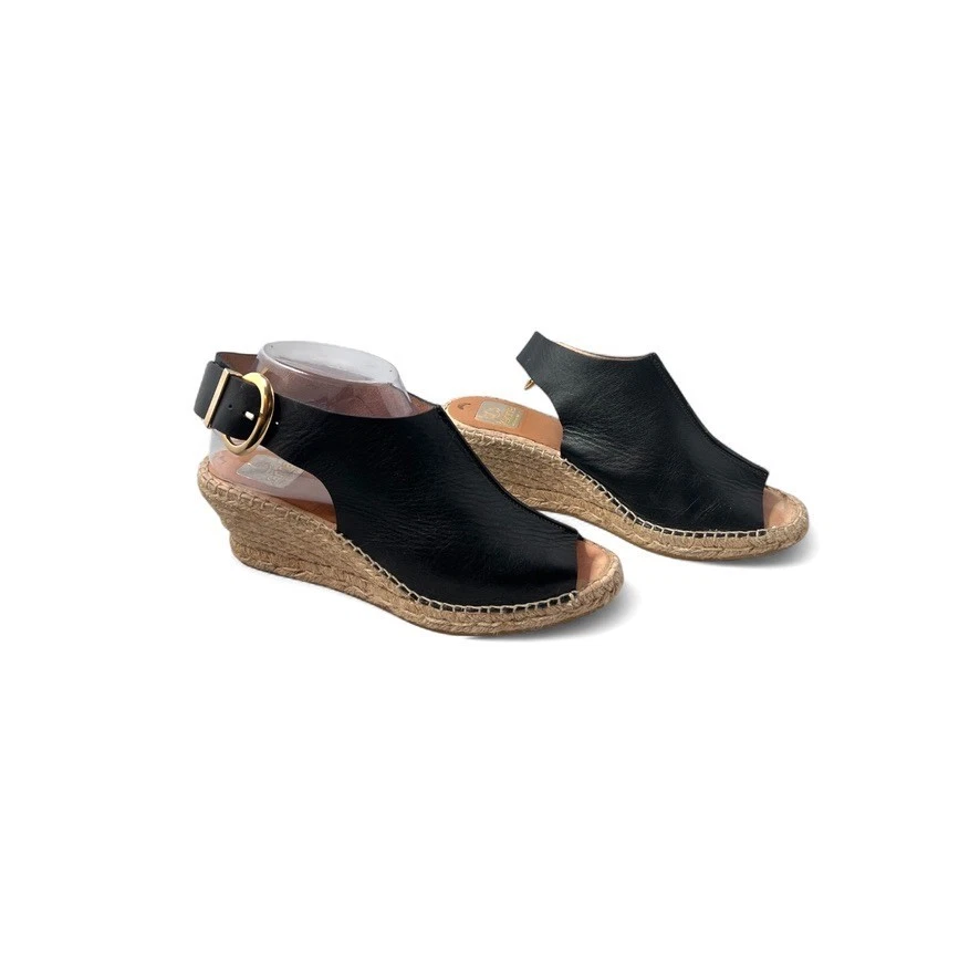 KANNA Tacones Alpargata Plataforma Cuña Negra, Hecho en España, 9 Foto 1 de 4