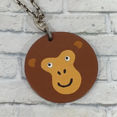 Llavero Hermes Auténtico Animal Mono Dije Marrón Plata Herrajes con Caja Foto 1 de 4