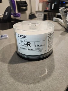 TDK CD-R White InkJet Printable Surface 50 Pieces 52x 700MB NEW SEALED - Picture 1 of 2