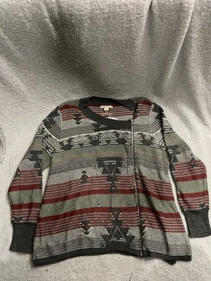 Cárdigan suéter RuffHewn para mujer 2X gris mezcla de algodón azteca cremallera asmétrica Foto 1 de 4