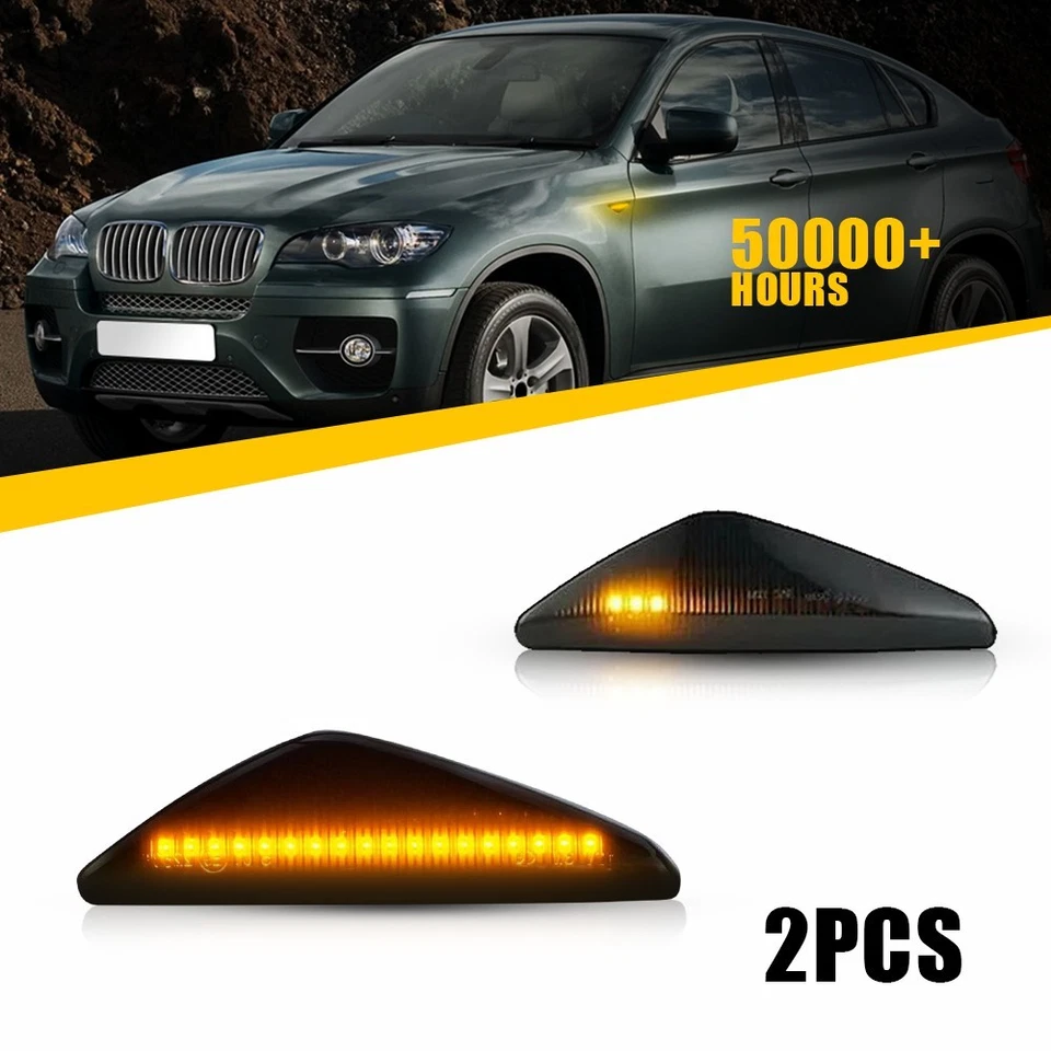 Smoked LED Fender Side Marker Light Turn Signal For BMW X3 F25 X5 E70 X6 E71 E72 - Image 1 of 4