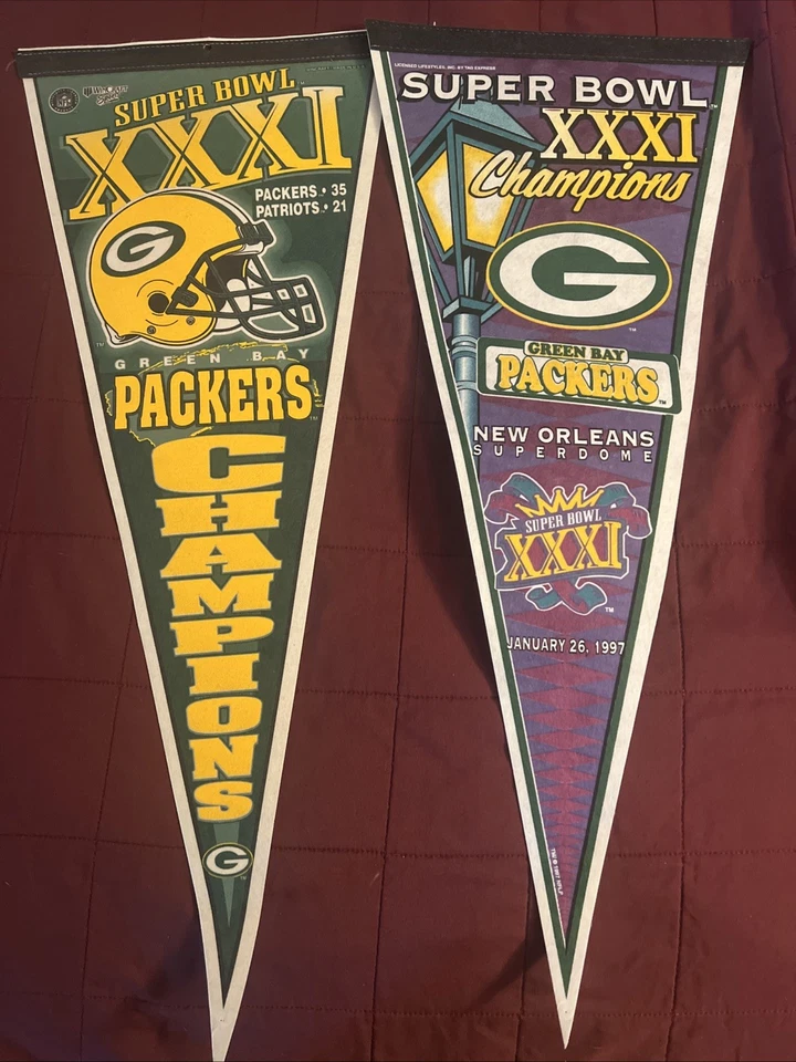 Banderines de campeones del Super Bowl de los Green Bay Packers SB XXXI NFL Foto 1 de 1