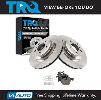 Kit de pastillas de disco y rotor de freno de cerámica Posi premium trasero TRQ para BMW nuevo Foto 1 de 4