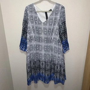 Enfocus Studio Women’s Midi Dress Size 24W Blue/White - Picture 1 of 8