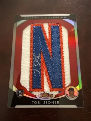 TOBI STONER 2010 Finest RED REFRACTOR LETTER N PATCH AUTO ROOKIE #157 /5 NY METS - Image 1 of 2
