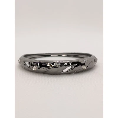 Brazalete Alexis Bittar Gun Metal Estrás 8" Apilable Recortes Graduados  Foto 1 de 4