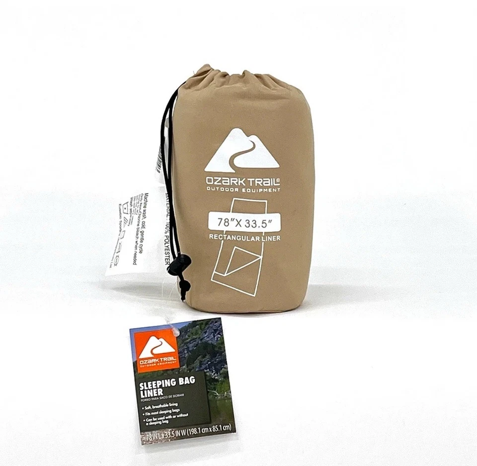 Saco de dormir Ozark Trail rectangular forro sábana beige camping 78x33,5" NUEVO Foto 1 de 4