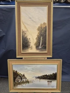 Pair of Large Framed Landscape River Paintings by Cornish Artist Michael Kerris - Picture 1 of 10