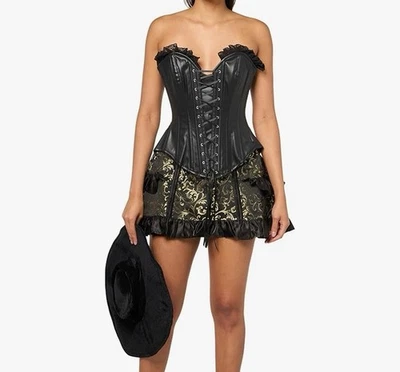 CAJÓN SUPERIOR por Daisy Corsés Sexy MUCHA PIRATA Disfraz de Halloween 4 Piezas Dorado Grande Foto 1 de 4