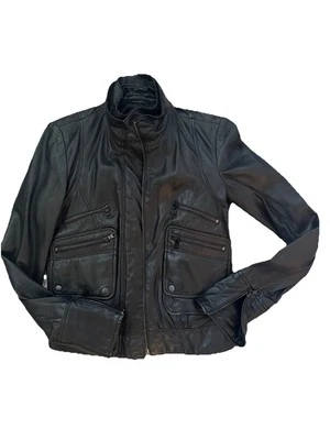 IMPRESIONANTE CHAQUETA DE CUERO NEGRA NUEVA COLECCIÓN ROCK & REPUBLIC TALLA S Foto 1 de 4