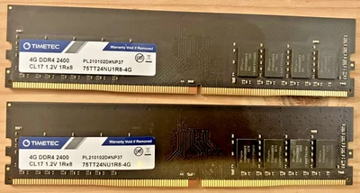 Timetec 8 GB( 2× 4GB) DDR4 2400MHz Desktop RAM (Total 8GB)  – Tested & Working - Image 1 of 2