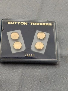 Vintage Swank Button Toppers Round Silver Tone Box Set of 4 - Picture 1 of 4