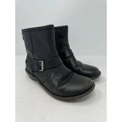 Botas UGG Bryce Cuero Negro Piel de Oveja Mujer Talla 8 Aisladas Cremallera Lateral Moto Foto 1 de 4