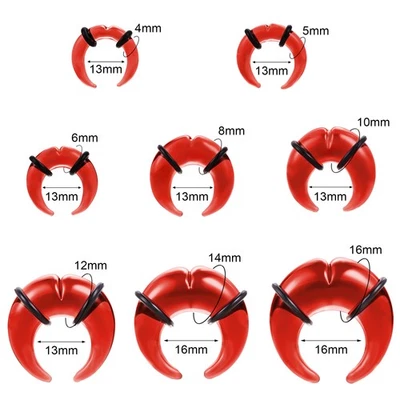 1 par de pendientes expansores de oreja de cuernos de buey piercing tabique anillo nariz forma de C de vidrio Foto 1 de 4