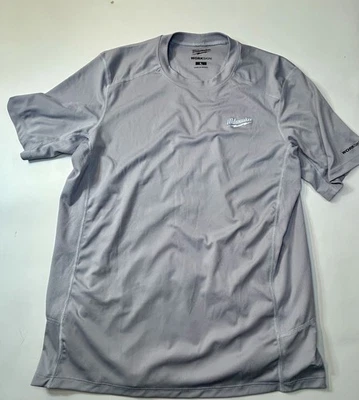 Milwaukee 工作皮 T 恤男式 L 码灰色弹力性能透气 — 第 1/4 张图片